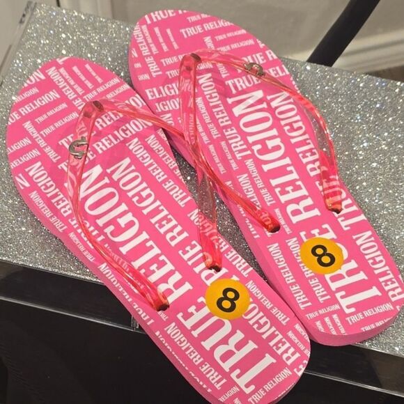 True Religion | Shoes | True Religion Logo Jelly Flip Flop Sandal Pink ...